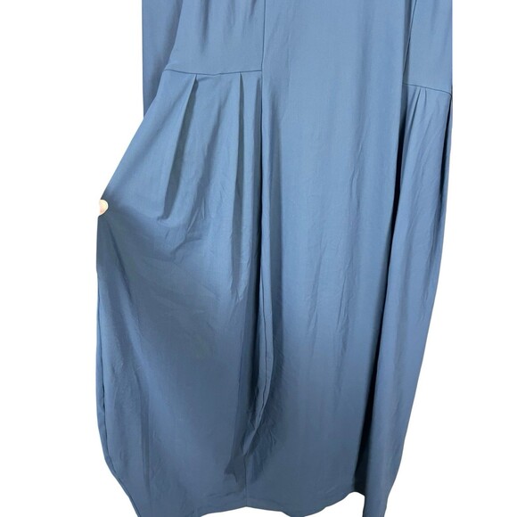 Porto SF Pleated Belted Midi Dress Lagenlook Jersey Size 2 Travel Stretch USA - Picture 9 of 13
